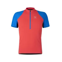 Montura Neverland Zip T-Shirt - Power Red/Sky Blue