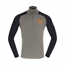 Norrona PureUll Zip Neck - Castor Grey/Caviar - 0