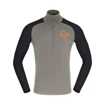 Norrona PureUll Zip Neck - Castor Grey/Caviar
