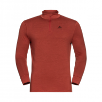 Odlo T-Shirt ML 1/2 zip Natural 100% Merino Warm - Ketchup