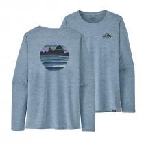 Patagonia W's L/S Cap Cool Daily Graphic Shirt - Skyline Stencil: Steam Blue X-Dye