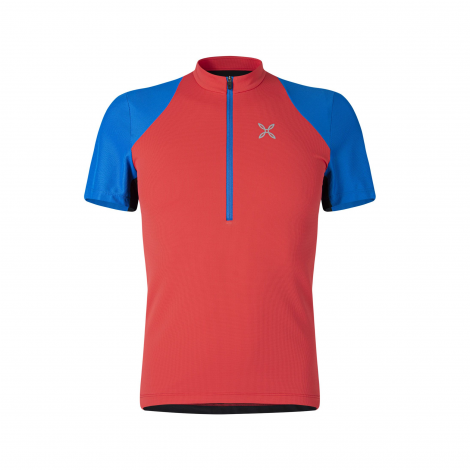 Camiseta Montura Neverland Zip - Power Red/Sky Blue