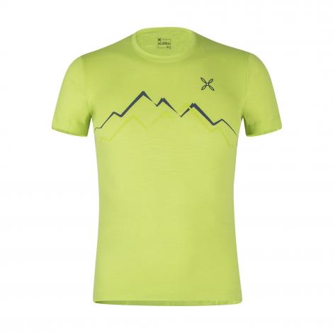 T-Shirt Montura Merino Skyline - Sky Blue/Lime Green
