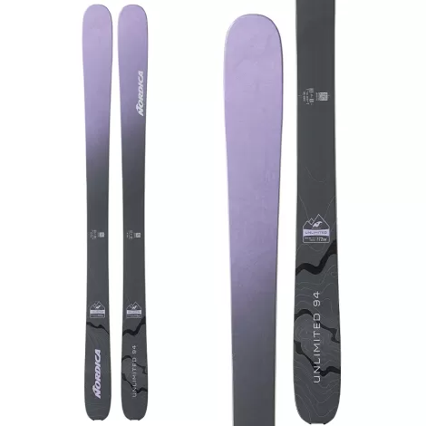 Nordica Unlimited 94 Violet/Grey Ski + Fijacións de Telemark