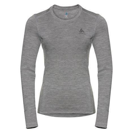 Odlo T-Shirt ML Natural 100% Merino Warm Mujer - Grey Melange